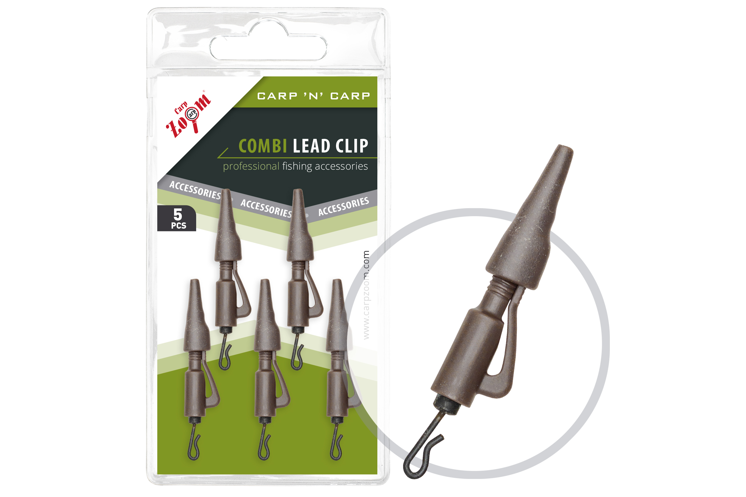 Carpzoom Combi biztonsági ólomkapocs, zöld, 5 db