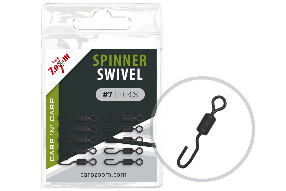 Carpzoom Spinner Swivel gyorskapocs, #7, matt fekete, 10 db